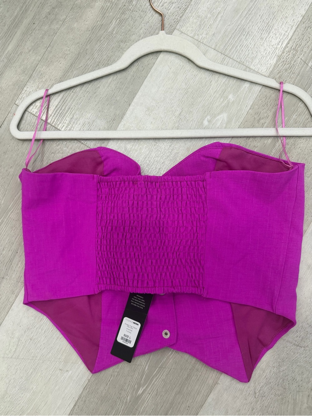 NWT - Fashion Nova Strapless Corset Top & Wide Leg Pants Set - Hot Pink - Picture 3 of 5